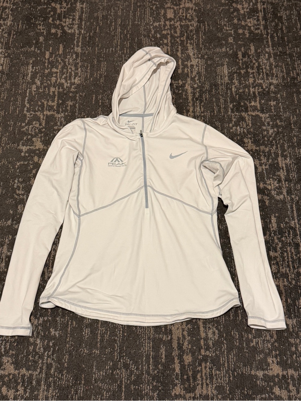 Nike White Women's Hooded Quarter-Zip Dri-FIT Pullover